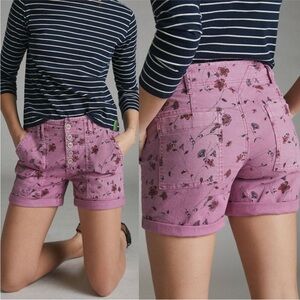 Anthropologie Pink Floral Jean Shorts